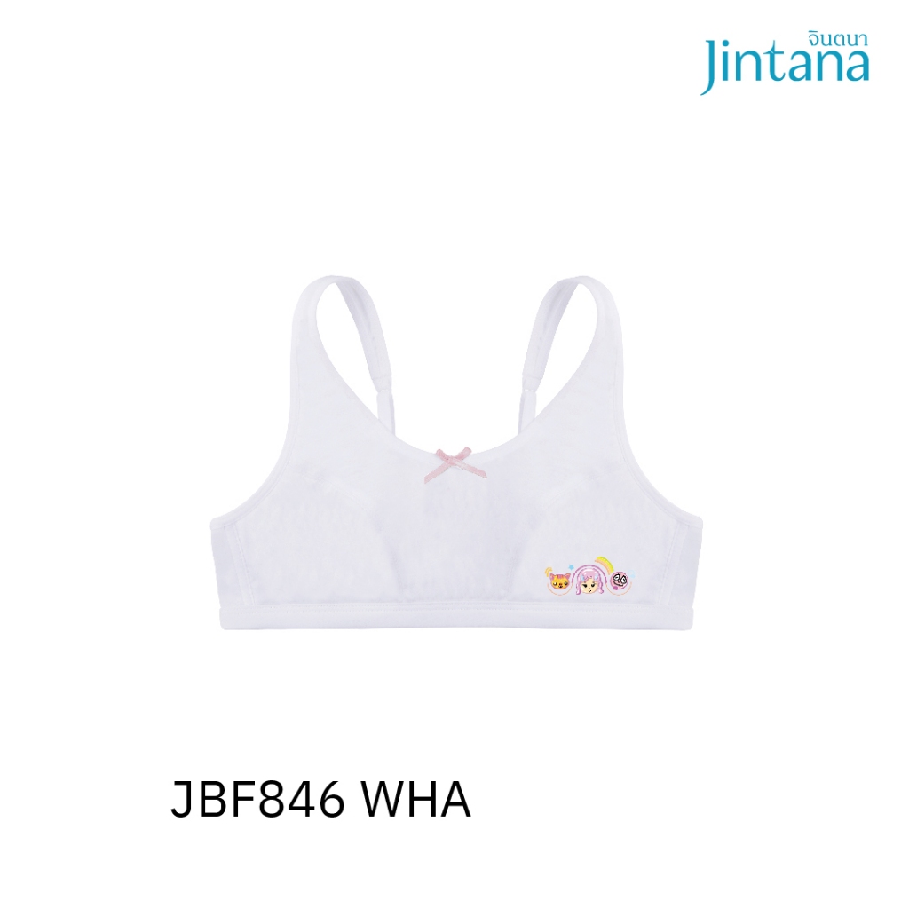 Jintana เสื้อชั้นในเด็ก รุ่น Jinni Doodle รหัส JBF846  สีขาว มีฟองน้ำ มีตะขอหลัง ผ้านุ่ม ระบายอากาศ 