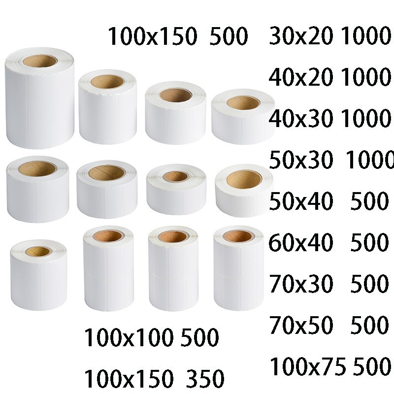 LabelMore สติ๊กเกอร์กันความร้อน ฉลากความร้อน กระดาษห่อ100x75/60x40/40x30/50x40/30x20mm ป้ายผลิตภัณฑ์