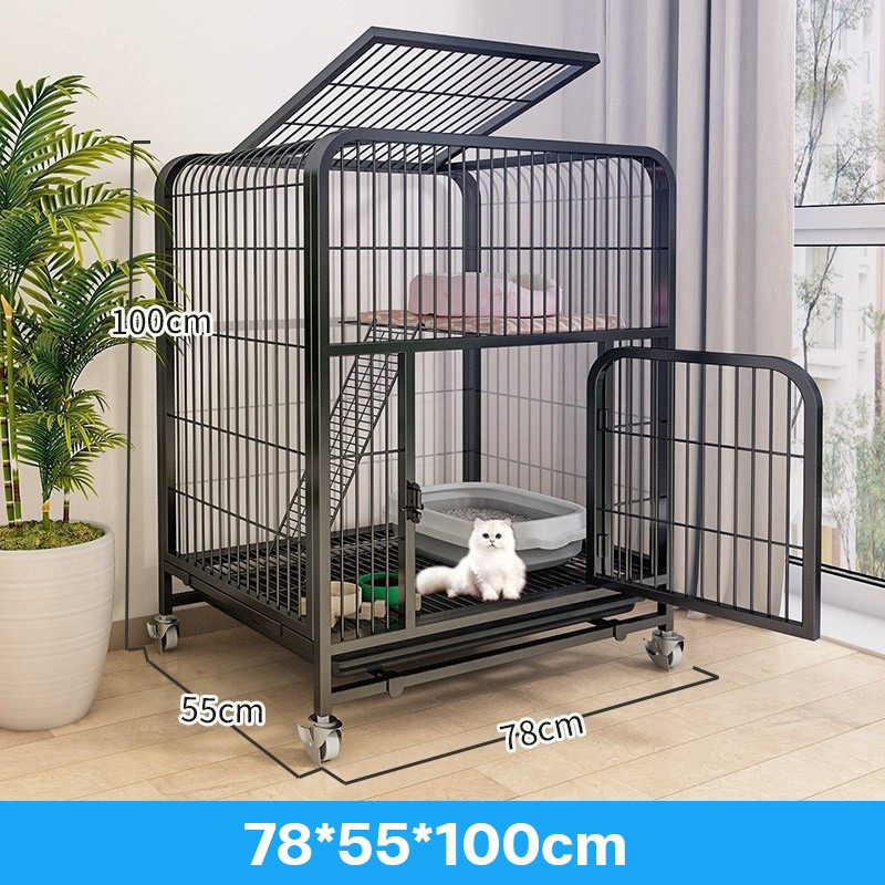 Dogelsy กรงแมว กรงแมวขนาดใหญ่ พื้นที่กิจกรรมขนาดใหญ่พิเศษ การออกแบบหลายประตู กรงสัตว์เลี้ยง 2ชั้น78*55*100cm