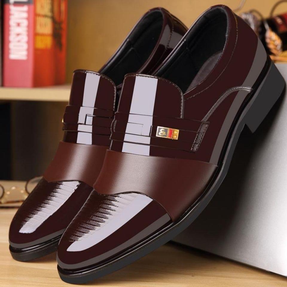 Intelscore 👞รองเท้าหนังธุรกิจลำลองสำหรับบุรุษ👞นุ่มสบาย หัวแหลม พื้นนุ่ม สีดำ/น้ำตาล ไซส์ 39-44~