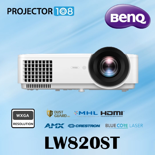 BENQ LW820ST WXGA BlueCore Laser Interactive Classroom Projector 600 lm, Short-Throw Ratio Projector (3 Years Warranty)