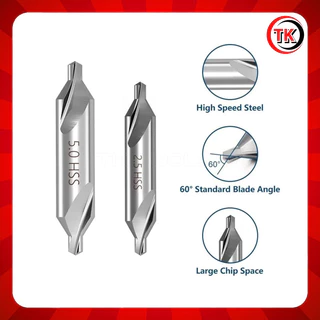 ดอกนำศูนย์ HSS 60องศา สีเงิน CENTER DRILL HSS 1มิล-5มิล