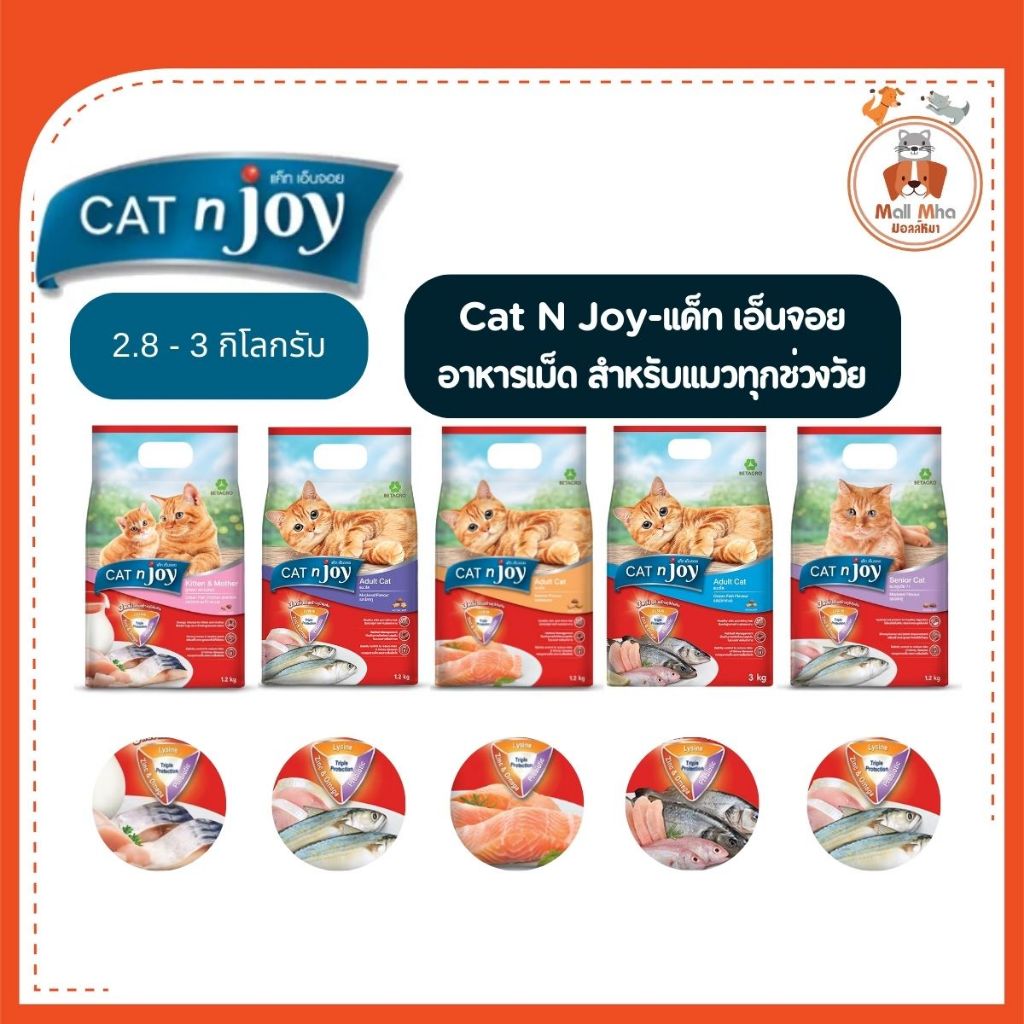 Cat N Joy อาหารเม็ดแมว ทุกสูตร {2.8-3g}