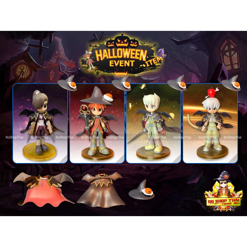 Ragnarok Trading Figure ผ้าคลุมปีก EvilWing + หมวก Costume Witch’s Pumpkin Hat Rare item!! Ragnarok Online Monster