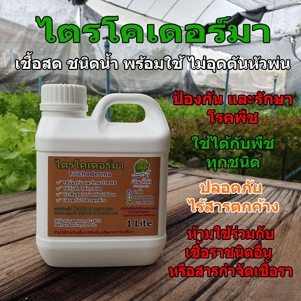 ไตรโคเดอร์มา ชนิดน้ำ ขนาด1ลิตร ป้องกันรักษาโรคพืช บำรุงต้น ใช้ได้กับพืชทุกชนิด เชื้อสด ใช้งานง่ายไม่อุดตันหัวพ่น ปลอดภัย