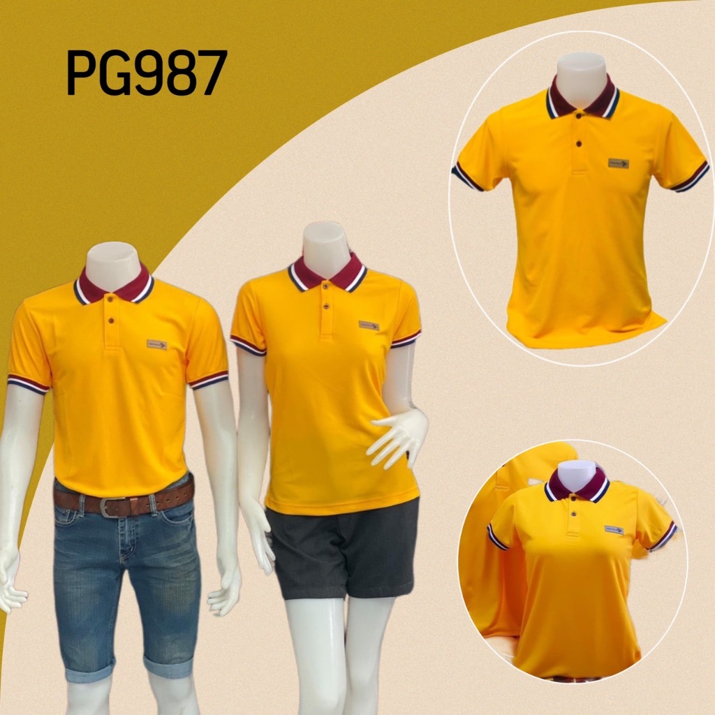 เสื้อโปโลสีเหลืองเข้ม ทรงเข้ารูปสวย ผ้านุ่ม ระบายอากาศได้ดี ไม่ร้อน พร้อมส่งครบทุกไซส์ มีแบบปักใส่วันจันทร์ได้