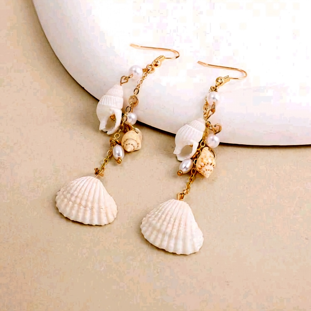 ต่างหูไปทะเล ต่างหูเปลือกหอย ราคาเดียว 39฿