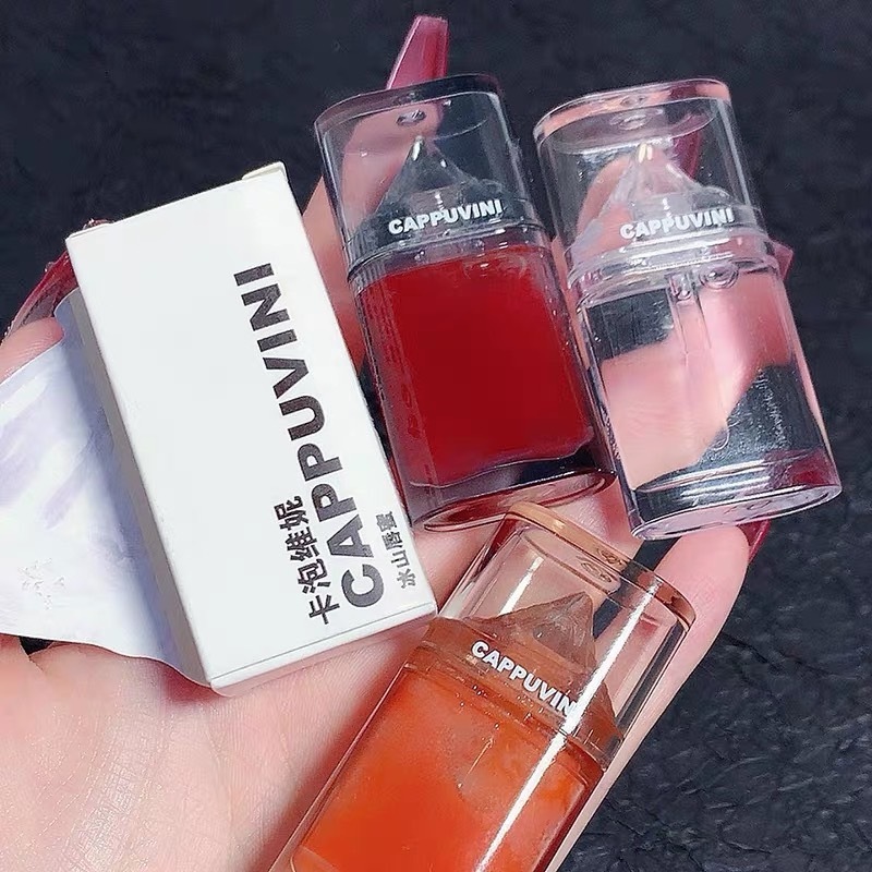 Cappuvini Iceberg ลิปบาล์ม ภูเขาน้ำแข็ง คริสตัล Glass Transparent Lip Oil ให้ความชุ่มชื้น