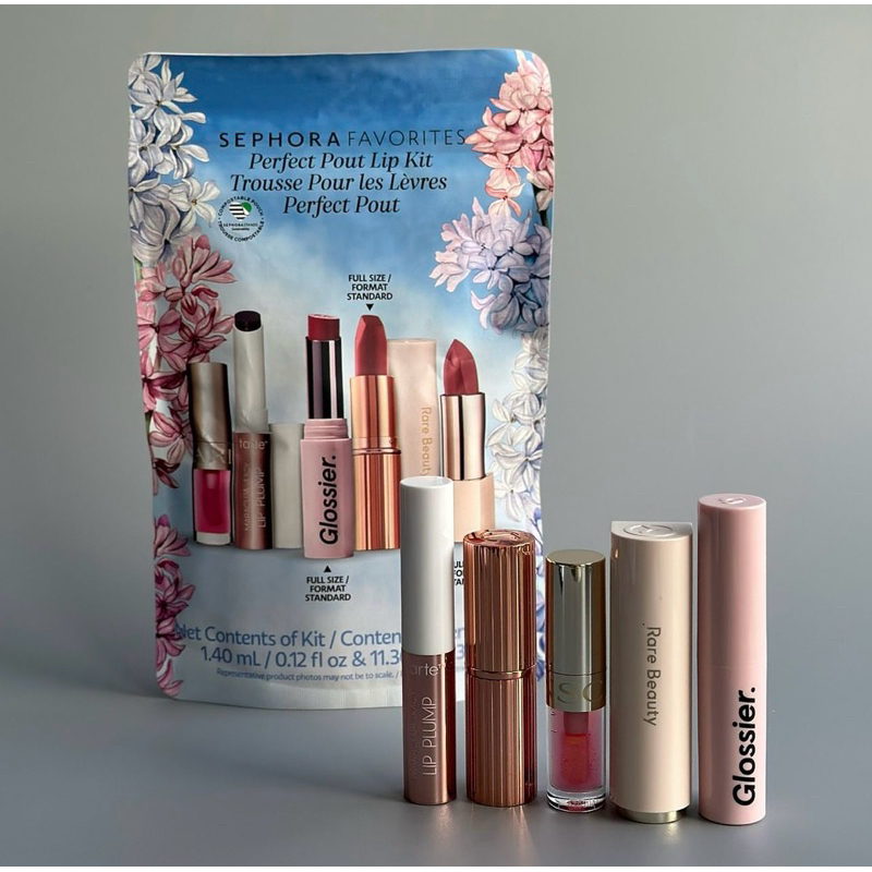 Sephora Favorites Perfect Pout Lip Kit Trousse Pour Les Lèvres Perfect Pout ( เซต 5 ชิ้น ไซส์จริงถึง 3 ชิ้น! )