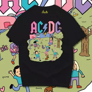 (🔥พร้อมส่งเสื้อเฮีย🔥)เสื้อ น่ารัก ACDC ผ้าCotton 100% มีสองสี ทั้งทรงปกติและ OVERSIZE