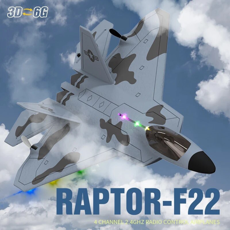 F22S ใหม่ 2.4ghz 4CH 3D6G RC เครื่องบิน F22 warplane wltoys รุ่นอัพเกรด A180ไฟ LED พร้อมไจโรสโคปของเล่น เครื่องบินบังคับ