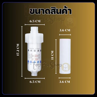 กรองน้ำฝักบัว (รุ่นไส้ 11 ซม.) กรองน้ำปะปา ใช้กับก๊อกน้ำ ฝักบัว เครื่องทำน้ำอุ่น เปลี่ยนไส้ได้ กรองละเอียด5ไมครอน