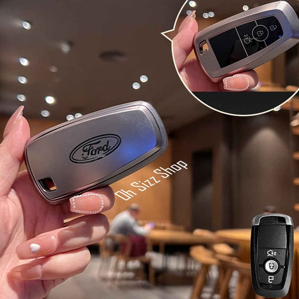 เคสรีโมท  Ford Everest Next Gen  2024 ปกป้องรีโมท (Metallic Gray TPU Key Case)  3  ปุ่ม