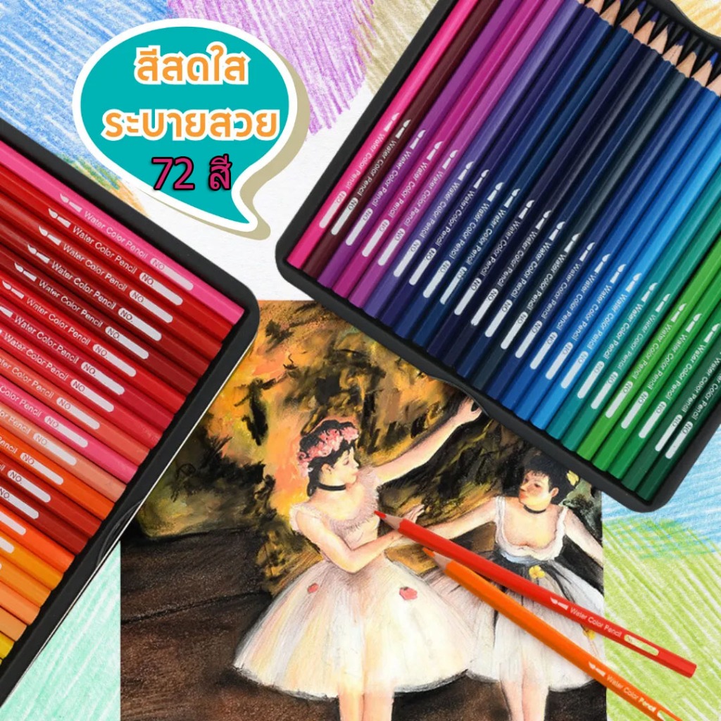 ดินสอสีไม้ สีไม้ ดินสอสีไม้ 2 หัว Premium Grade 72 สี ดินสอสี ของขวัญสำหรับเด็กของขวัญคริสต์มาส ของขวัญวันเกิด สีไม้ ระบ - รูปที่ 6