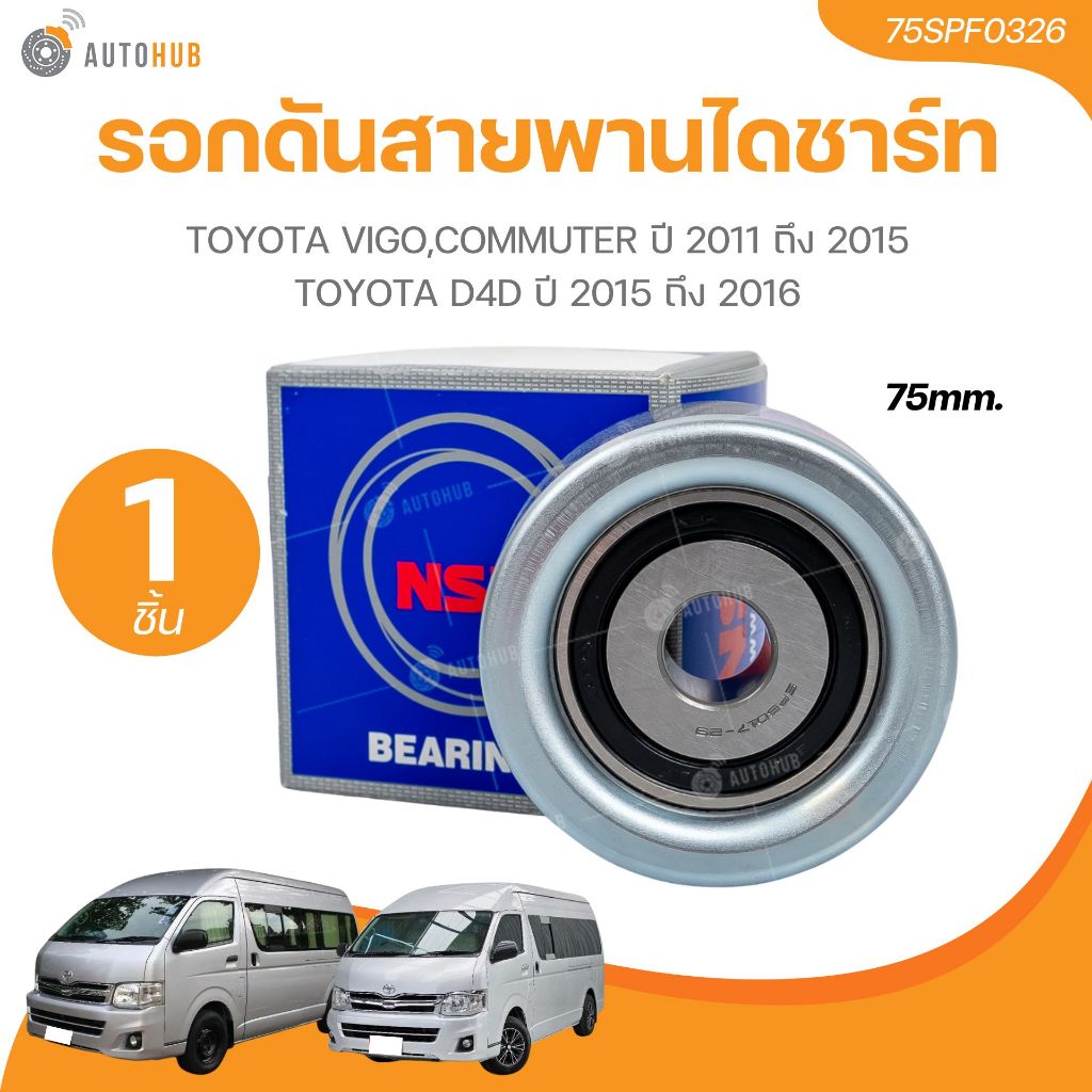 NSK รอกดันสายพานไดชาร์ท TOYOTA VIGO ,COMMUTER ปี 2011 ถึง 2015 TOYOTA D4D ปี 2015 ถึง 2016 75mm. (75
