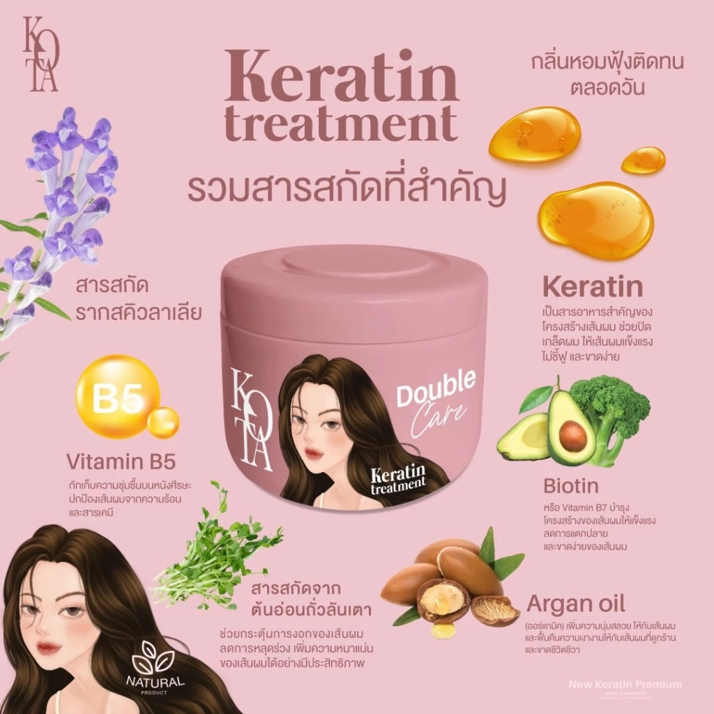 [ร้านบริษัท]KOTA KERATIN TREATMENT ทรีทเม้นท์เคาราติน บำรุงเข้มข้น ผมนุ่มลื่น กลิ่นหอม ลดการหลุดร่วง thumbnail 4