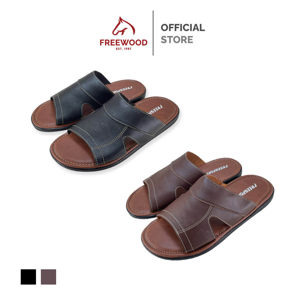 FREEWOOD FLIP FLOPS รองเท้าแตะแบบสวม รุ่น 33-226 สีดำ / สีน้ำตาล ( BLACK / BROWN )