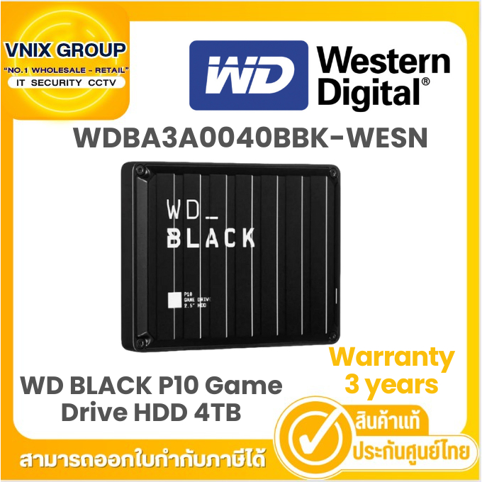 WDBA3A0040BBK-WESN WD BLACK P10 Game Drive HDD 4TB  Warranty 3 years