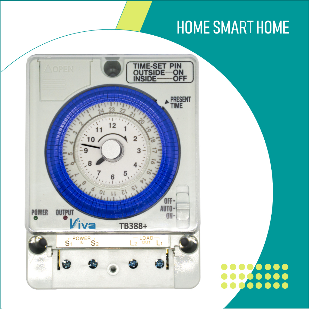 VIVA TB388+  ไทม์เมอร์ (Timer Switch) นาฬิกาตั้งเวลา 24 ชั่วโมง รุ่น TB388+ มีแบตเตอรี่ในตัว สำรองไฟ