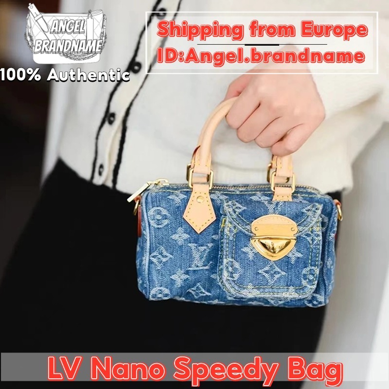 👜หลุยส์วิตตอง Louis Vuitton Nano Speedy Bag สุภาพสตรี กระเป๋าสะพายไหล่