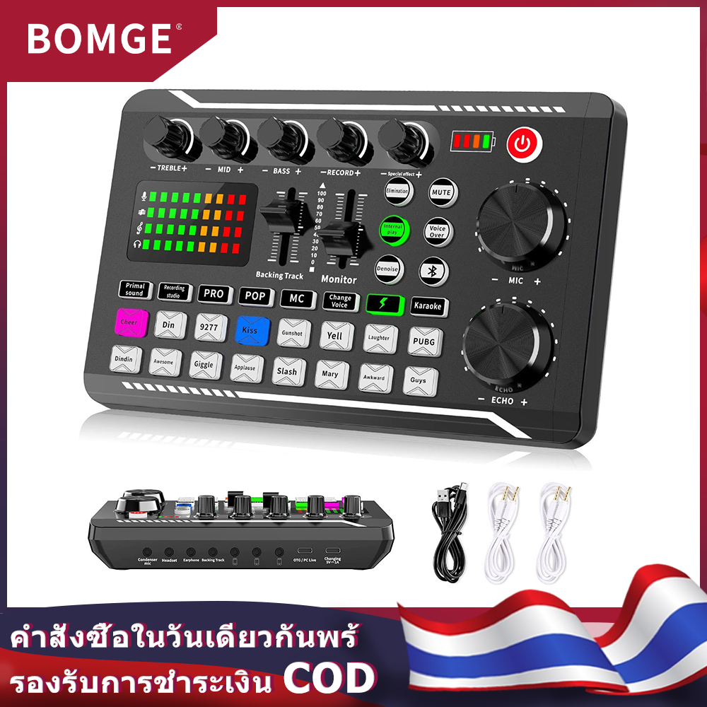 BOMGE Professional Audio Mixer, SINWE Live Sound Card and Audio Interface with DJ Mixer Effects and Voice Changer