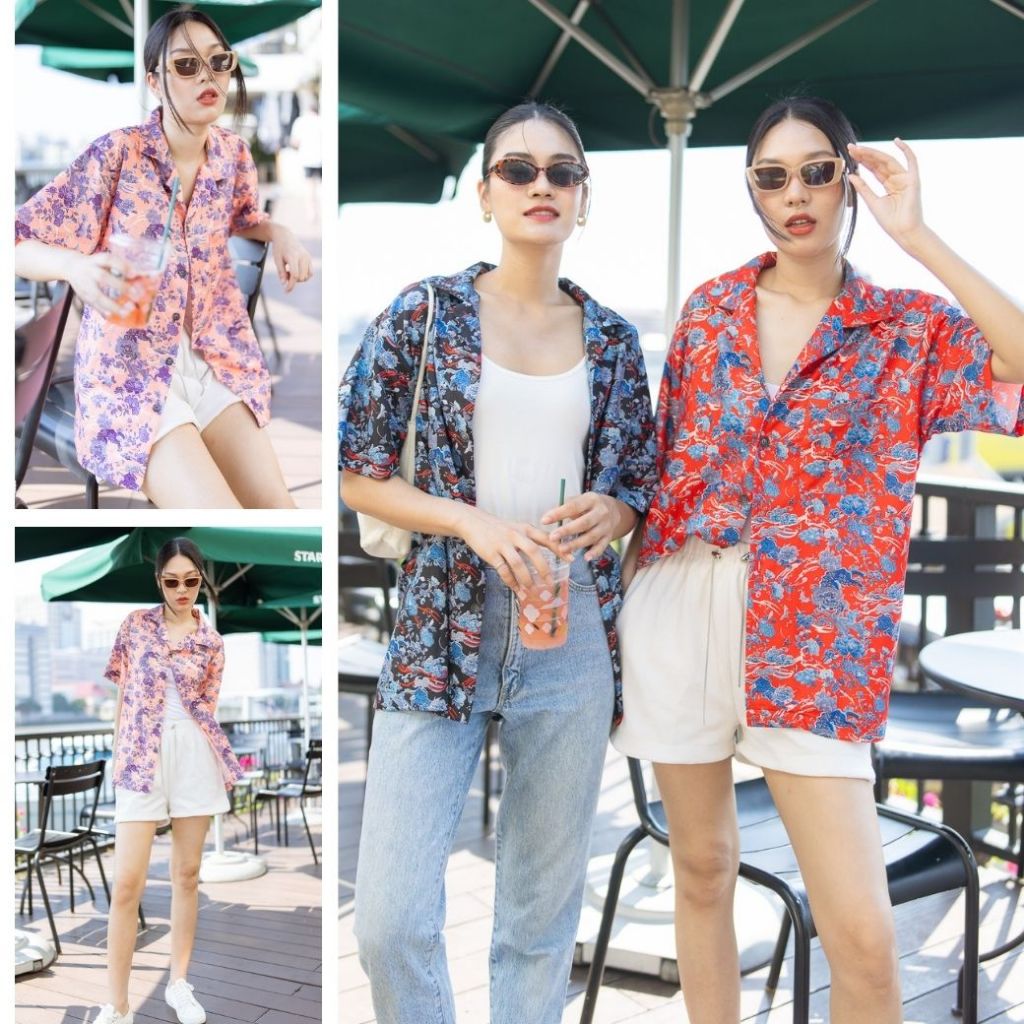 THONGYOY-Qilin shirt เสื้อเชิ้ตคอปกฮาวายลายมังกรสุดเท่ห์ ใส่ได้ทั้งชายเเละหญิง