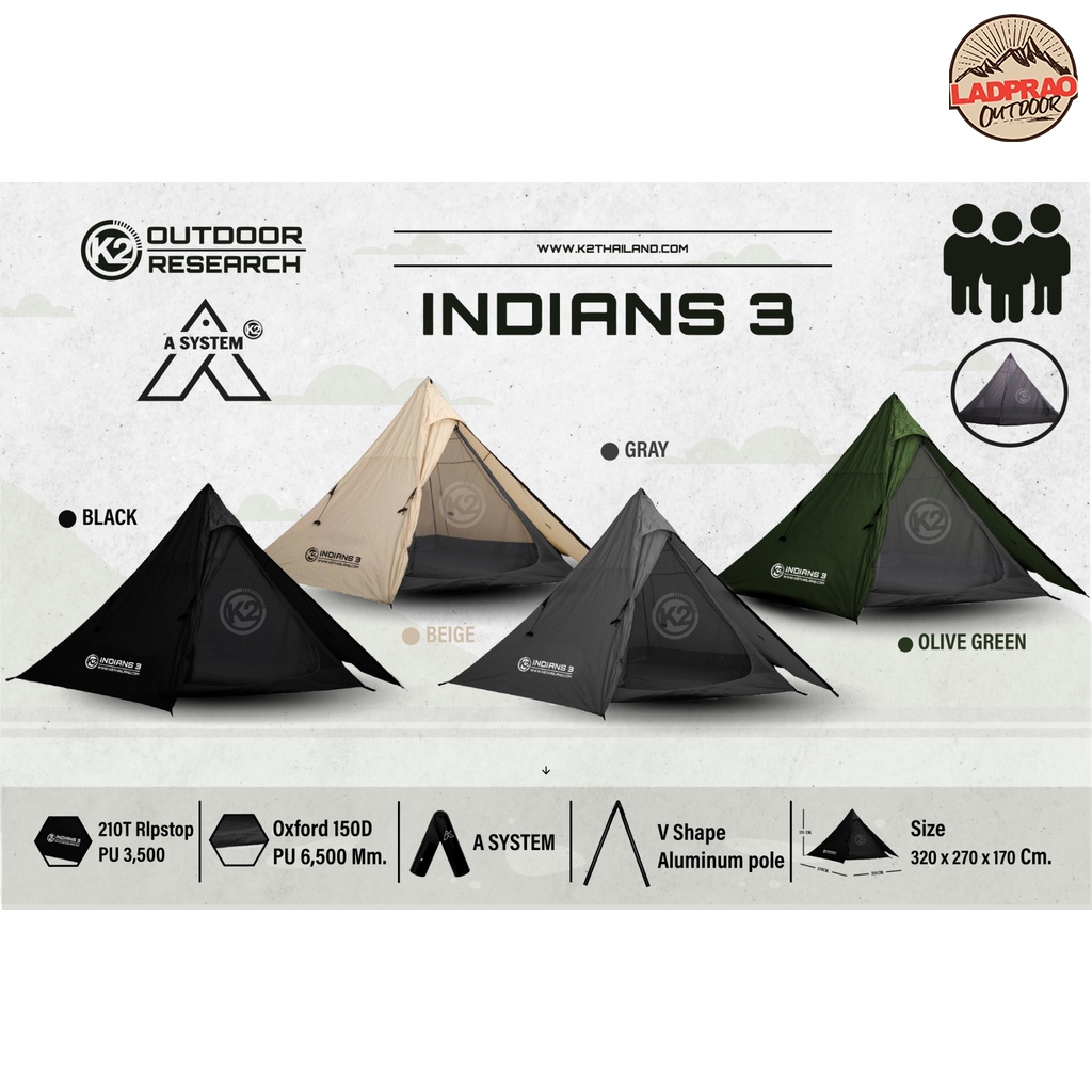 K2 INDIANS3 เต็นท์ทรงกระโจม 3P