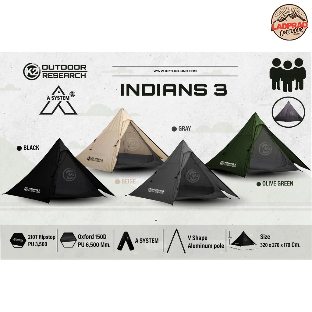 K2 INDIANS3 เต็นท์ทรงกระโจม 3P