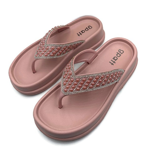 Gpatt : Pearl Thong รองเท้าแตะลำลองแบบคีบลายคาดไข่มุก หลากสี แฟชั่นสไตล์หรูหรา Luxury Shoes