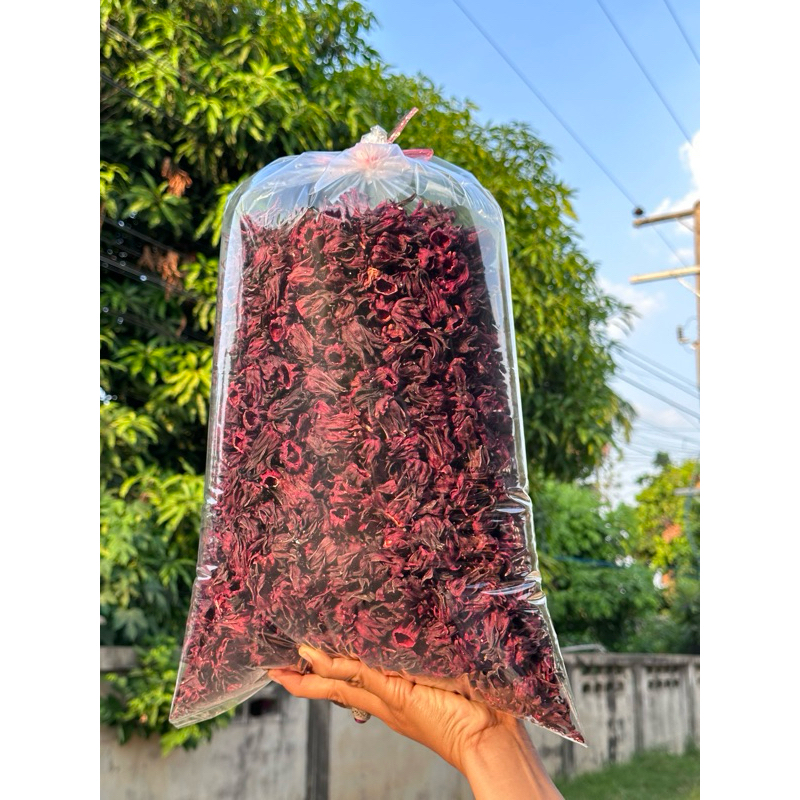 ลดราคา!!กระเจี๊ยบแดงแห้ง 500g. (Roselle) ปลอดสารเคมี ส่งตรงจากสวน ปี67 สำหรับต้มน้ำ/ชงชากระเจี๊ยบแดง