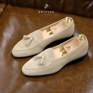 พร้อมส่ง British รองเท้าหนัง Tassel Belgian Loafer Suede (Un…