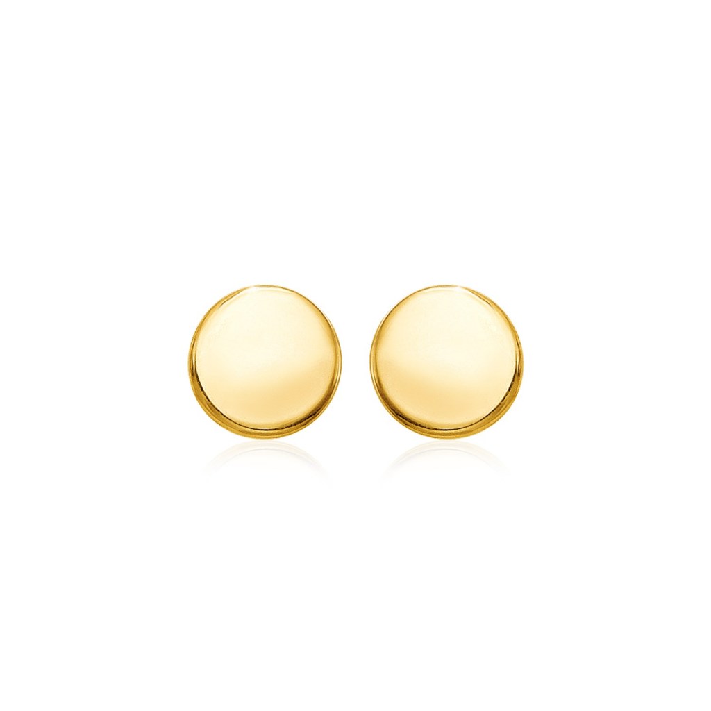 Nathalias NY  ต่างหูทอง 14k กลมขัดเงา 14k Yellow Gold Polished Round Post Earrings | ไม่ชุบ ไม่ลอก ท