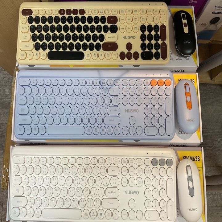 Nubwo NKM638 Keyboard+Mouse ภาษาไทย Dual mode Wireless/Bluetooth แป้นพิมพ์ไร้สาย