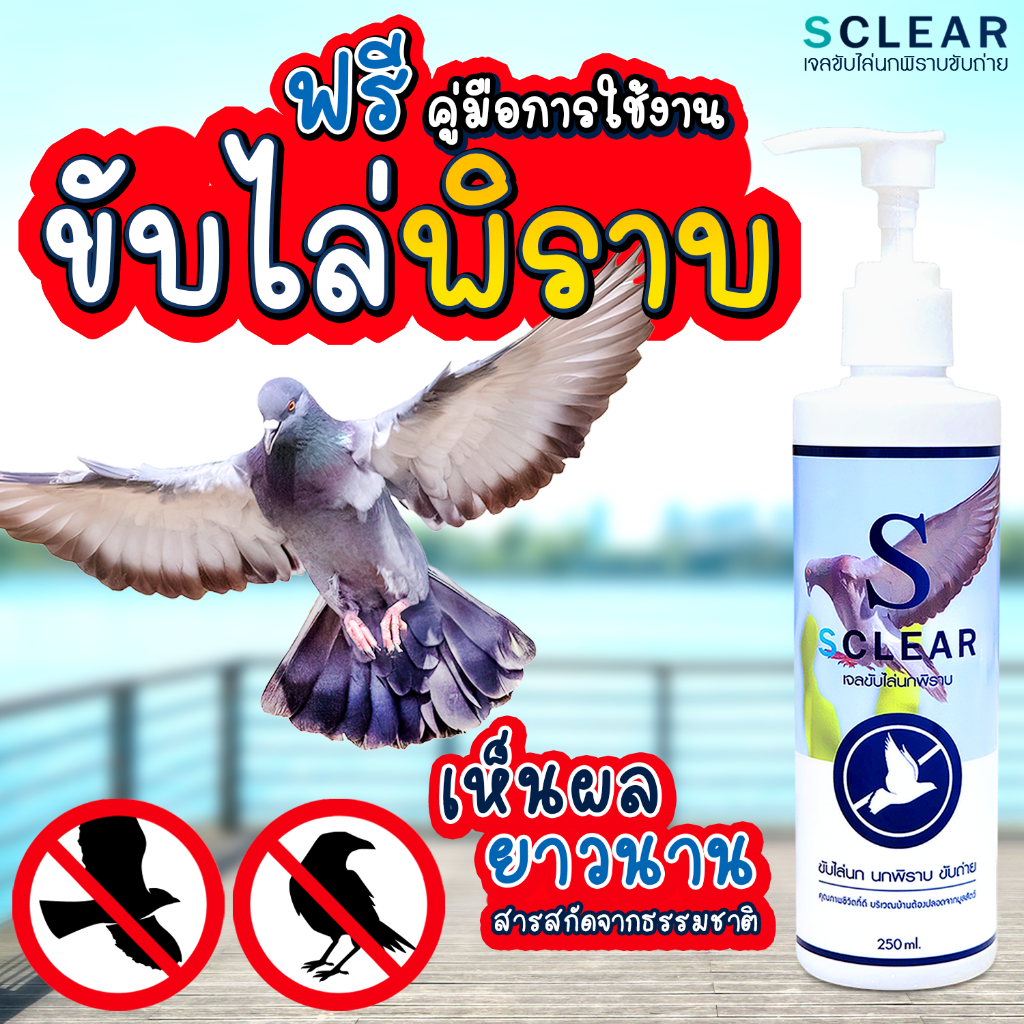 เจลไล่นก ไล่นกพิราบ ไล่อีกา ไล่นกขี้ เจลป้องกันนกพิราบ ขับถ่าย สูตรเข้มข้น ที่ไล่นก สารสกัดจากธรรมชาติ 250 มล. ส่งไว
