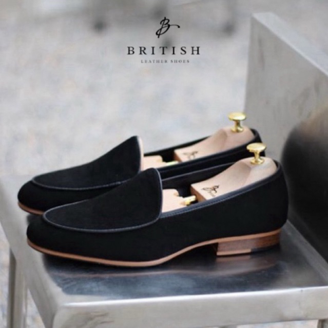พร้อมส่ง British รองเท้าหนังกลับ รุ่น Belgian Loafers (Black)