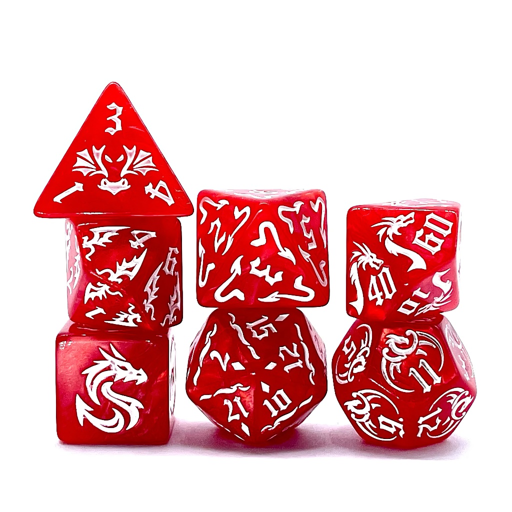 Bloodfire Dragonstone Dice Set of 7 | ลูกเต๋า Dice For DnD D&D MTG RPG TRPG เกมกระดาน บอร์ดเกม Game ไพ่ทาโรต์ Magicเมจิก