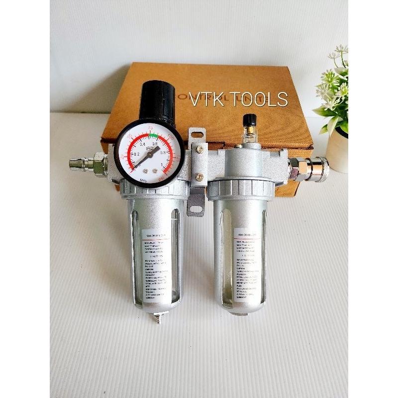 🌈สินค้าในไทย🌈 กรองดักน้ำติดถังลม ปั้มลม เเบบคู่ SFC400 1/2" เเถมข้อต่อลม 1 คู่  ทนเเรงดันลมได้ถึง 10 บาร์