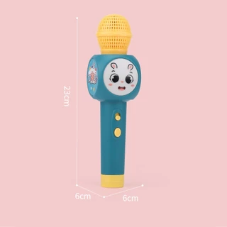 ไมโครโฟนมีเสียงเพลงมีไฟกระพริบ รุ่นสายชาร์ท USB ไม่ต้องใส่ถ่าน ไมโครโฟนกระต่ายน้อยร้องเพลงได้ มีไฟ