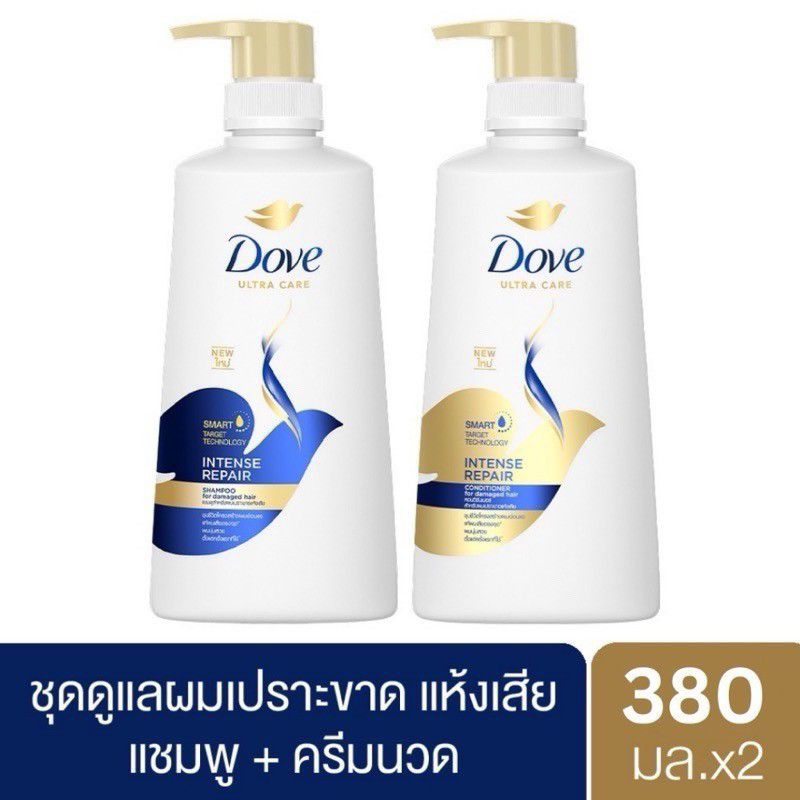 DOVE อินเทนซ์ รีแพร์ แชมพู 380 มล+DOVE อินเทนซ์ รีแพร์ คอนดิชันเนอร์ 380 มล (แพ็คคู่)