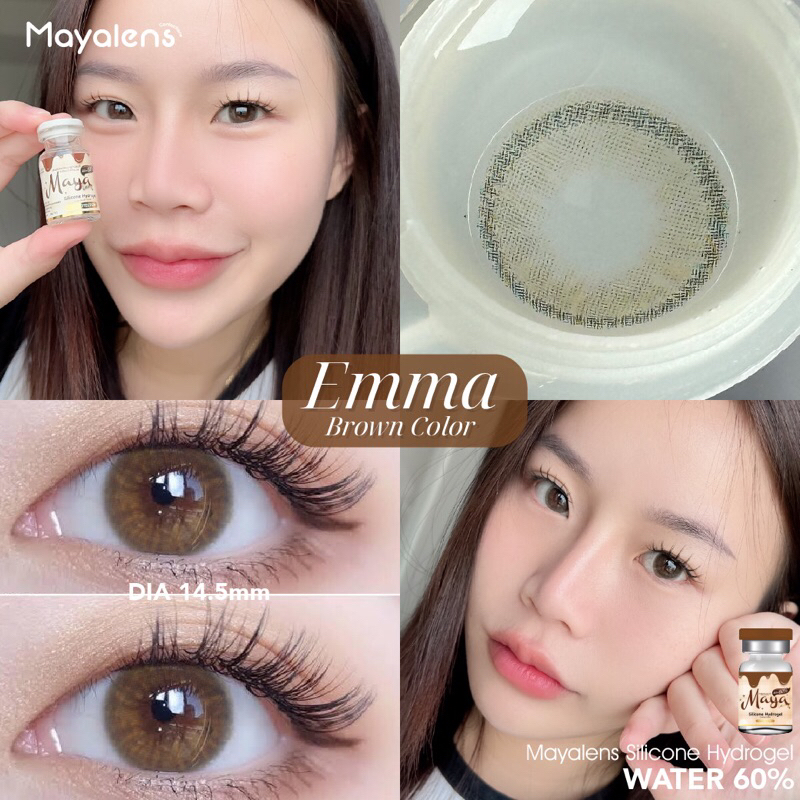 คอนแทคเลนส์ พรีเมี่ยมMayalens รุ่น EMMA brown ค่าน้ำ60% นำเข้าจากเกาหลี 🇰🇷 Mayalens