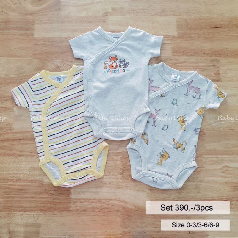 [ สินค้าพร้อมส่ง ] บอดี้สูทกระดุมหน้าลายการตูน