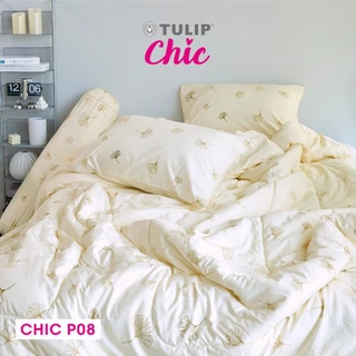 TULIP CHIC พิมพ์ลาย CHIC P08 ชุดเครื่องนอน ผ้าปูที่นอน ผ้าห่มนวม พิมพ์ลายใบแปะก๋วย