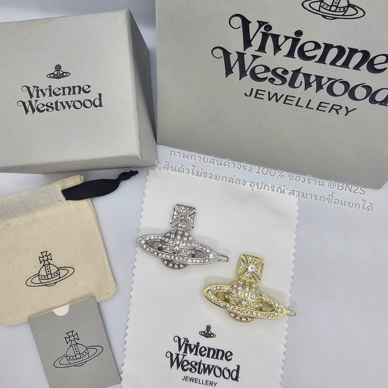 Vivienne Westwood Corinne crystal-embellished Hair Clip กิ๊บติดผม จี้ดาวเสาร์ วิเวียนเวสวู๊ด อะไหล่เงิน - ทองปั๊มหลัง