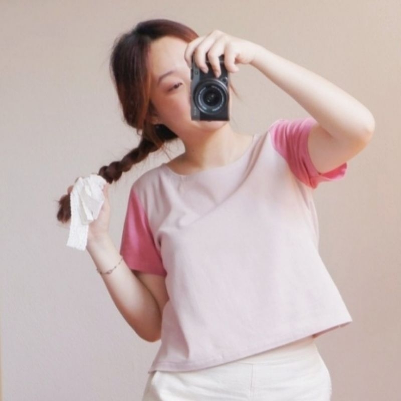 เสื้อผ้าฝ้ายใส่สบายหน้าร้อนทรงสวย SML คอกลมแขนสั้น