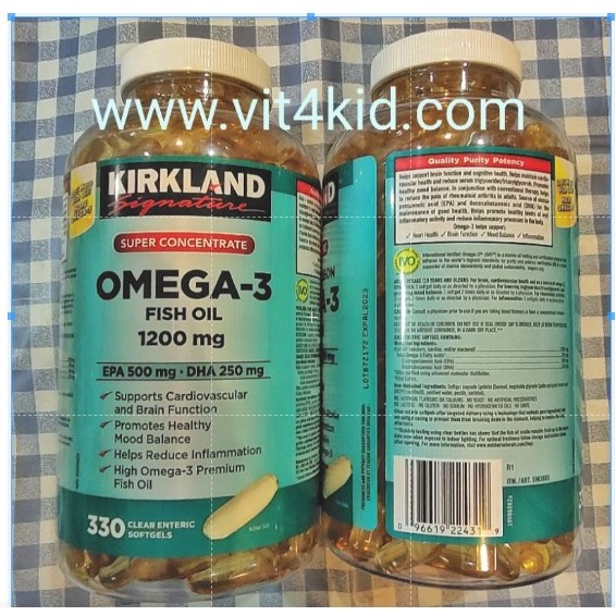 Exp.Aug2027) kirkland super concentrate omega-3  fish oil 1200mg ฟิชออยเข้มข้น ได้โอเมก้า2.5เท่า มาก