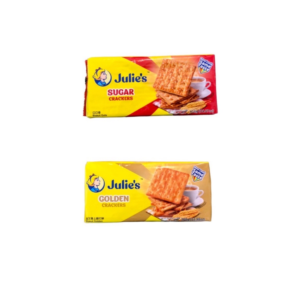 Julie's crackers จูลี่ส์ แครกเกอร์ 368-416 กรัม สินค้าไม่มีฉลากภาษาไทย