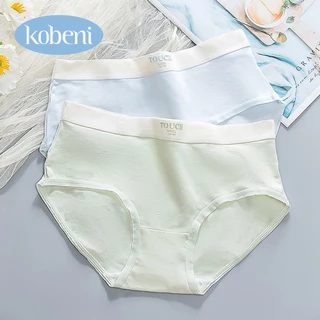 ⭐KOBENI⭐กางเกงชั้นใน กางเกงชั้นในสตรีผ้าฝ้ายนุ่มระบายอากาศดีเอวกลางพิมพ์ลาย ใส่สุดสบาย