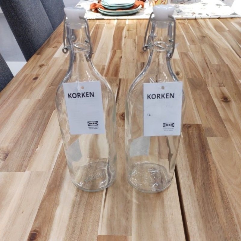 IKEA,แท้,ขวดน้ำอิเกีย,อีเกีย,ขวดแก้วมีจุกล็อก,korken,คอร์้เก้น