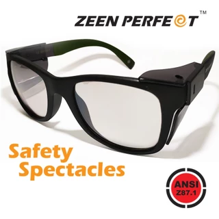 แว่นเซฟตี้ ZEEN PERFECT SG1008 เปลี่ยนเลนส์ได้มีกระบังข้าง ป้องกันตามมาตราฐาน ANSI Z87.1 CE EN166F