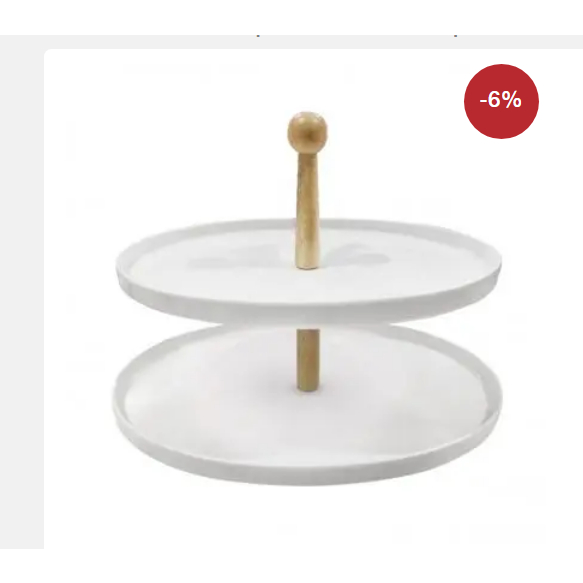 ชั้นวางขนมทรงกลม 2 ชั้น (แกนไม้) KASSA HOME รุ่น YG19-029 สีครีม